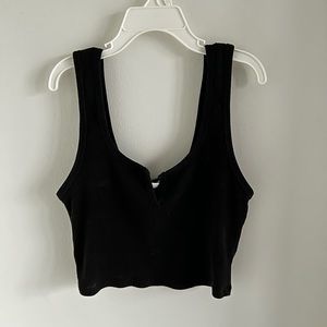 Black Cropped Top with front slit